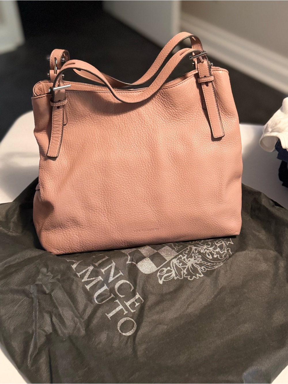 Vince Camuto Dusty Rose Pebbled Leather Shoulder Bag